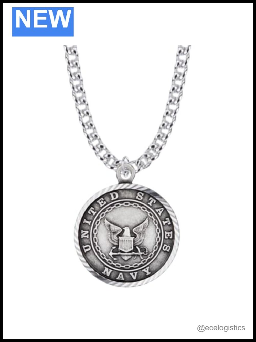 Sterling Silver St Michael Patron Saint Medal Necklace 24-1/2 Inch